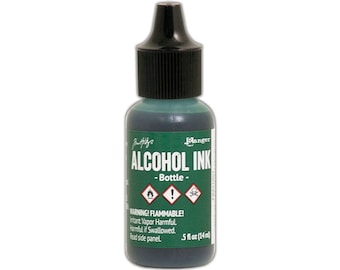 Ranger, Tim Holtz, Alcohol Ink, Bottle Alcohol Ink, .5 fl oz, Green Alcohol Ink, Dark Green Alcohol Ink, Evergreen Alcohol Ink