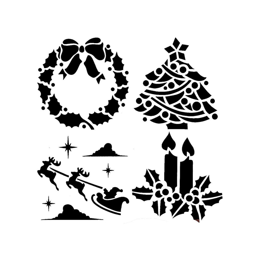 Plantillas realmente geniales, plantilla con elementos navideños, 15 x ...