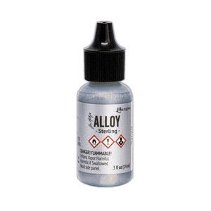 Ranger, Tim Holtz, Alkohol Tinte, Alloy Metallic, Sterling Alkohol Tinte, 0,5 fl oz, Silber Alkohol Tinte, Chromalkohol Tinte, Sterlingsilber