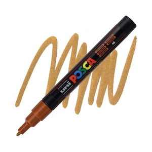 Posca Markers, Paint Marker, Bronze Paint, 3M Fine Tip, Opaque Ink, Acrylic Paint Pen, Permanent Ink, Smooth Flow, Metallic, Dark Gold