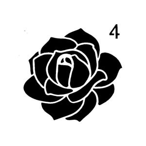 Vraiment super pochoirs, mini, fleur de rose 4 pochoirs, 3 x 3 pi, réutilisable, fleurs, été, jardin, roses fraîchement coupées, symbolise la beauté