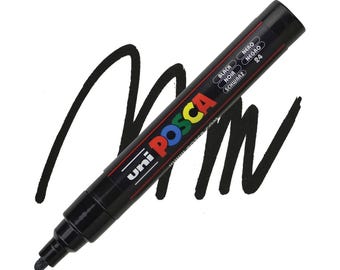 Posca Markers, Paint Marker, Black Paint, 5M Bullet Tip, Opaque Ink, Acrylic Paint Pen, Permanent Ink, Smooth Flow, Vibrant, Multi Surfaces