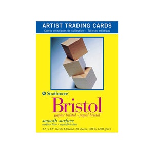 Strathmore, Artist Trading Cards, ATC, Bristol Smooth, Cartões Brancos, 2 1/2" x 3 1/2", Para Mídia Mista, Marcadores, Grafite, Acrílico, ACEO