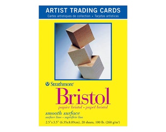 Strathmore, Artist Trading Cards, ATC, Bristol Smooth, White Cards, 2 1/2" x 3 1/2", For Mixed Media, Markers, Graphite, Acrylic, ACEO
