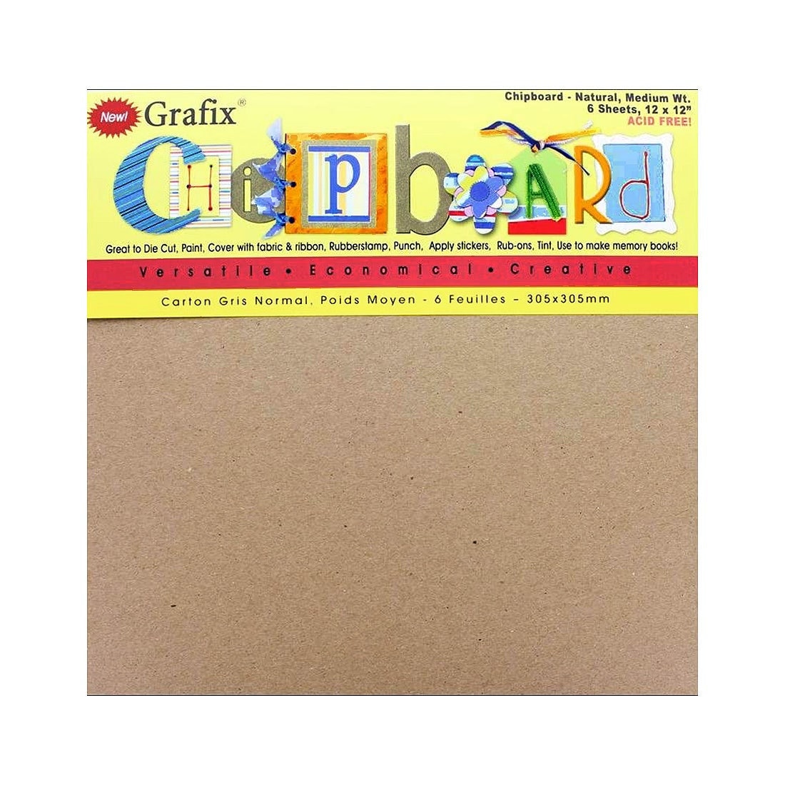 Grafix, Chipboard 12, Mixed Media Surface, Kraft Chipboard, Heavy  Chipboard, 6 Chipboard Sheets, Medium Weight Chipboard, Mini Book 