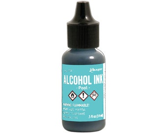 Ranger, Tim Holtz, Tinta de alcohol, Tinta de alcohol para piscinas, 0.5 fl oz, Tinta de alcohol azul, Tinta de alcohol azul turquesa, Tinta de alcohol azul aguamarina