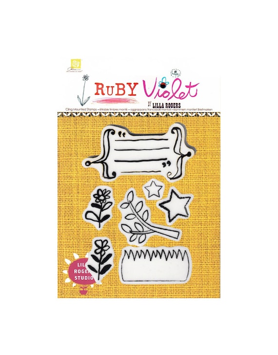 Prima, Ruby Violet, Cling Rubber Stamps, Whimsical Stamps, Grass Stamp,  Journaling Stamps, Flower Stamps. Quote Stamps, Blank Lines Stamp