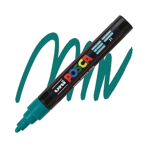 Posca Markers, Paint Marker, Emerald Green Paint, 5M Medium Tip, Opaque Ink, Acrylic Pen, Permanent Ink, Smooth Flow, Bullet Tip