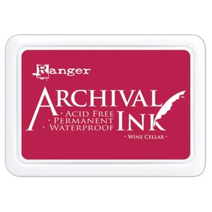 Ranger, inchiostro d'archivio, inchiostro impermeabile, inchiostro permanente, tampone per inchiostro, rosso cantina, tampone per inchiostro rosso, tampone per timbri rosso, tampone rialzato, rosso mirtillo