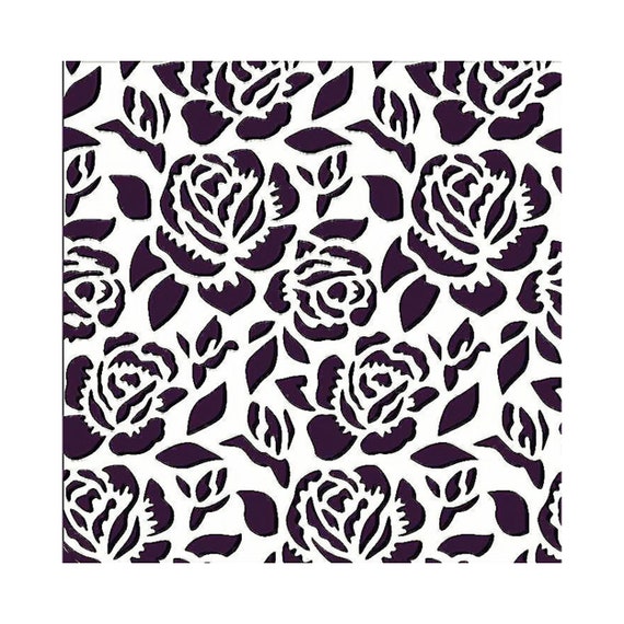 Creative Expressions, Stencil 6", Flower Stencil, Roses in Tea Garden, Roses Stencil, Rose Flowers Stencil, Leaves, Background Stencil