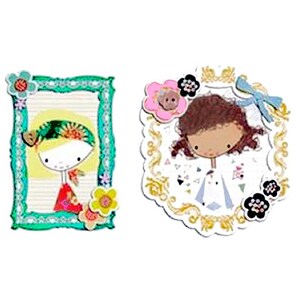 Prima, Ruby Violet Yuki, Marcos decorativos, Cabello castaño rizado, Diadema de cabello rubio, Adornos de cartulina, Marcos extravagantes, Chicas divertidas