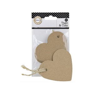 Canvas Corp, étiquettes et cravates, étiquettes coeur, étiquettes en papier cartonné, kraft brun, cravates en jute, étiquettes cadeaux, étiquette cadeau de Noël, 10 étiquettes, journalisation, 2,5 x 3 po