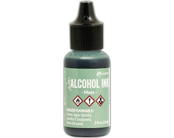 Ranger, Tim Holtz, Alcohol Ink, Moss Alcohol Ink, .5 fl oz, Light Green Alcohol Ink, Pastel Green Alcohol Ink