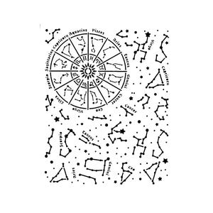 Echt geweldige stencils, astrologische stencil, 8 x 9,75 inch, achtergrond, gelaagdheid, sterrenbeelden, dierenriem, het heelal, sterren, Weegschaal, Boogschutter