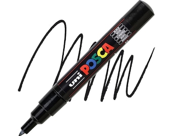 Posca Markers, Paint Marker, Black Paint, 1M, Extra Fine Bullet Tip, Opaque Ink, Acrylic Paint Pen, Permanent Ink, Smooth Flow, Lettering