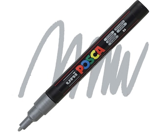 Posca Markers, Paint Marker, Silver, 3M Fine Bullet Tip, Opaque, Acrylic Paint Pen, Permanent Ink, Smooth Flow, Vibrant, Multi Surfaces