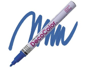 DecoColor, Paint Marker, Blue Ink, Fine Point, Blue Paint Pen, Opaque Marker, Permanent Marker, Oil Based Paint Marker, Gloss, Royal Blue