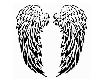 Really Great Stencils, Angel Wings 1 Stencil, 6x6",  Feathered Wings, Layered Feathers, Angelic, Guardian Angel, Flowing, Heaven, Cupid