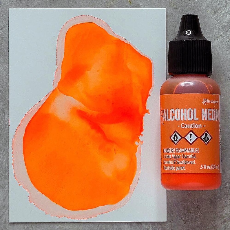 Ranger, Tim Holtz, Alcohol Ink, Neon Full Set, 8 Colors, .5 fl oz, Bright, Vibrant, Luminous, Fluorescent Alcohol Ink