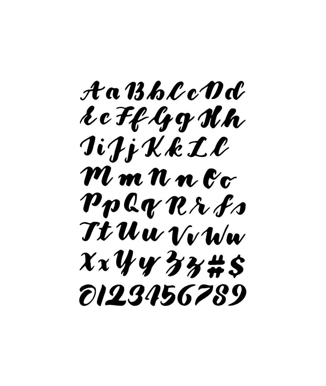 Really Cursive Font Really Great Stencils, Script Alphabet 1 Stencil, 6x8