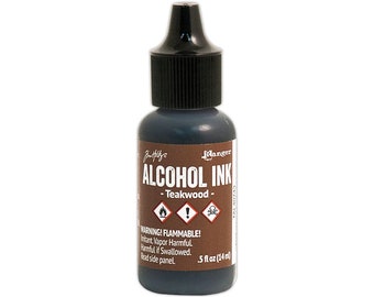 Ranger, Tim Holtz, Alcohol Ink, Teakwood Alcohol Ink - .5 fl oz - Brown Alcohol Ink, Medium Brown Alcohol Ink, Sepia Brown Alcohol Ink