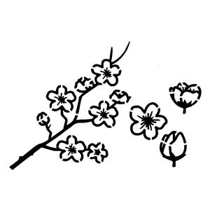 Wirklich große Schablonen, Kirschblüten 2, 4 "x 5" Schablone, Wiese, Floral, Sakura, Karte Vorderseite, Blumen, Blüte, Frühlingsblumen, Japan, Knospen