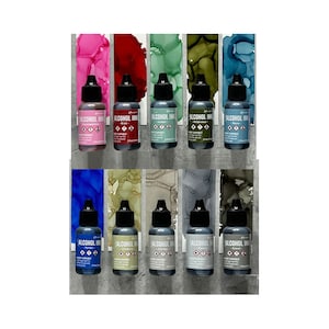 Ranger, Tim Holtz, Alcohol Ink, Neue 2024 Alcohol Inks, 10 Flaschen, Pink, Rot, Grün, Blau, Beige, Grau, alle neuen Farben, Alcohol Ink Set