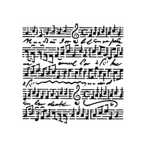 Großartige Schablone, Schablone für Musiknoten, 14 cm x 14 cm, Hintergrund, Layering, Konzert, Notenblatt, Orchester, Noten, Violinschlüssel, Lied