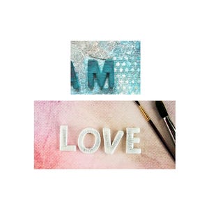 Prima, Jamie Dougherty, Bloom, Thread Letters, Love, Chunky Letters, Jute enveloppé. Ajoutez de la texture, 1/4" d'épaisseur, ajoutez de la couleur ou non, de beaux mots