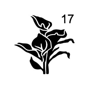 Vraiment super pochoirs, mini, pochoir calla, 3 x 3', réutilisables, symbolise la dévotion, fleurs, zantedeschia, arum. bouquet de lys, frais