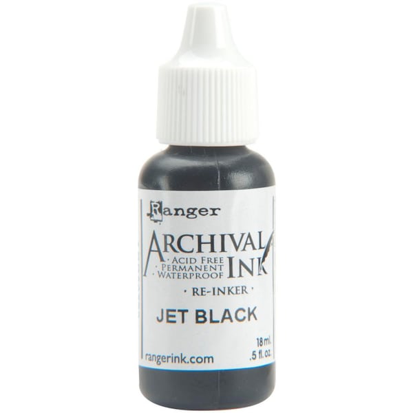 Ranger, Archival Ink, Waterproof Ink, Permanent Ink, Reinker, Jet Black, Black Ink Refill, Stamp Pad Reinker