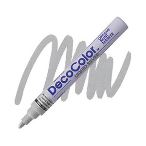 DecoColor, Paint Marker, Silver Ink, Broad Point, Silver Paint, Opaque Marker, Permanent Marker, Oil Based Paint Marker, Gloss