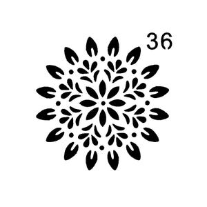 Vraiment super pochoirs, Mini, mandala fleur 36 pochoir, 3 x 3", réutilisable, fleurs étoiles, polyvalent, fantaisiste, floral, pétales, mandalas vintage