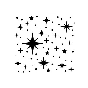 Wirklich große Schablonen, funkelnde Sterne 1 Schablone, 15x15 cm, Hintergrund, Schichtung, funkelnde, leuchtende Sterne, Nordstern, Nachthimmel, hell, glücklich