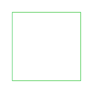May include: A green square outline on a white background.