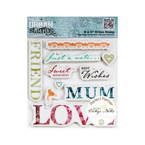 Tampons urbains, tampons adhésifs, notes vintage, sentiments, ami, doux souvenirs, bordure en dentelle festonnée, juste un mot, amour, cœur