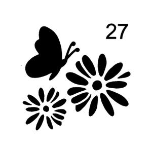 Vraiment super pochoirs, mini, fleurs et papillon 27 pochoirs, 3" x 3', réutilisable, marguerite, floral, été, gai, gerbera, jardin