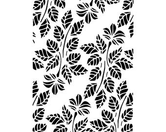 Riktigt bra schabloner, hel lövschablon, 15x20 cm, lager på lager, återanvändbar, bakgrund, blommor, löv, grenar, bladrankor, botanisk, blommig