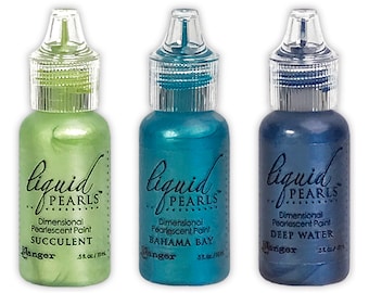 Ranger, Liquid Pearls, 3 Colors, Pearlescent Paint, Succulent, Bahama Bay, Deep Water, Add Dimension, Add Texture, Blue, Green