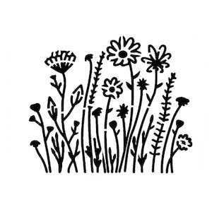 Vraiment super pochoirs, fleurs du jardin 1, 4 x 5 pochoir, prairie, floral, jardin d'été, grandes fleurs, marguerites, recto de la carte, fleurs sauvages