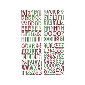 BasicGrey, Wassail Collection, Chip Stickers, Chipboard Alphabet, Christmas Chipboard Letters, Upper Case, Capital Letters, Green Red