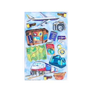 Punch Studio, Adesivos de viagem, Adesivos de papel cartão em camadas, Adesivos realmente ótimos, Adesivos dimensionais, Adesivo de trem, Câmera de 35 mm, Mapa