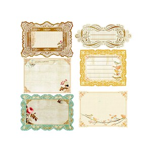 Prima, Collection Songbird, Cartes de correspondance, Tenir un journal, Oiseaux chanteurs, Fleurs, motifs vintage, Rectos de cartes, Embellissements, Fleurs, Shabby Chic
