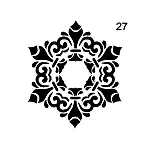 Vraiment super pochoirs, mini, pochoir Mandala 27, 3,5 pouces, réutilisable, fleur, gai, conception d'étoiles, rouleau vintage, cadre central, classique