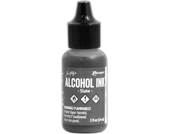 Ranger, Tim Holtz, Alcohol Ink, Slate Alcohol Ink, .5 fl oz, Grey Alcohol Ink, Charcoal Alcohol Ink