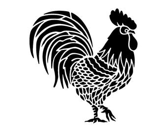 Really Great Stencils, Chicken Stencil 4 6x6", Folk Art Rooster, Chickens, Fancy Feathers, Birds, Poultry, Fowl, Farm, Farmyard Animals