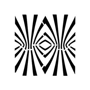 Really Great Stencils, Squeezed Together Stencil, 6x6&quot;, Background, Layering, Geometric, Concave Lines, Diamond Hug, Fun Geo