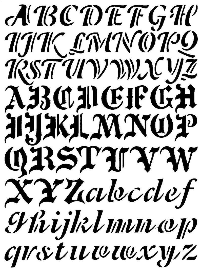 Really Great Stencils, Gothic & Script Letters Stencil, 6x8