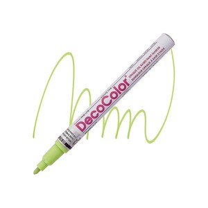 DecoColor, verfstift, limoengroene inkt, fijne punt, lichtgroene verfpen, dekkende marker, permanent, verf op oliebasis, glans, nieuw blad