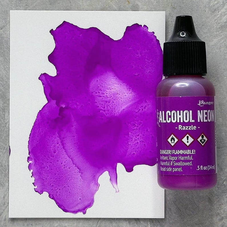 Ranger, Tim Holtz, Alcohol Ink, Neon Full Set, 8 Colors, .5 fl oz, Bright, Vibrant, Luminous, Fluorescent Alcohol Ink